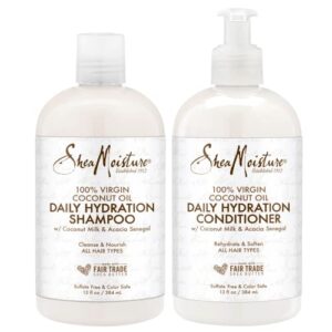 sheamoisture 100% virgin coconut oil daily hydration shampoo & conditioner | 13 fl. oz. each