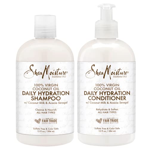 SheaMoisture 100% Virgin Coconut Oil Daily Hydration Shampoo & Conditioner | 13 fl. oz. Each