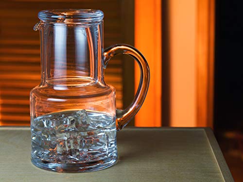 Barski - European Quality Glass - 2 Piece Water Set -Bedside Night Water Carafe/Desktop Water Carafe - With Handle - With Tumbler - Carafe is 18 oz. - Made in Europe