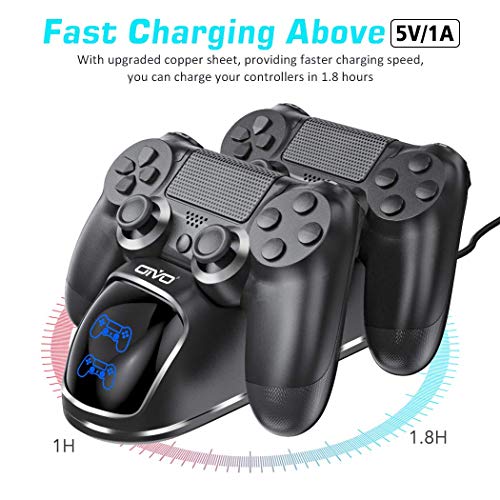 PS4 Controller Charger Dock Station, OIVO PS4 Controller Charging Dock Station with Upgraded 1.8-Hours Charging Chip, Charging Dock Station Replacement for Playstation 4 Dualshock 4 Controller Charger