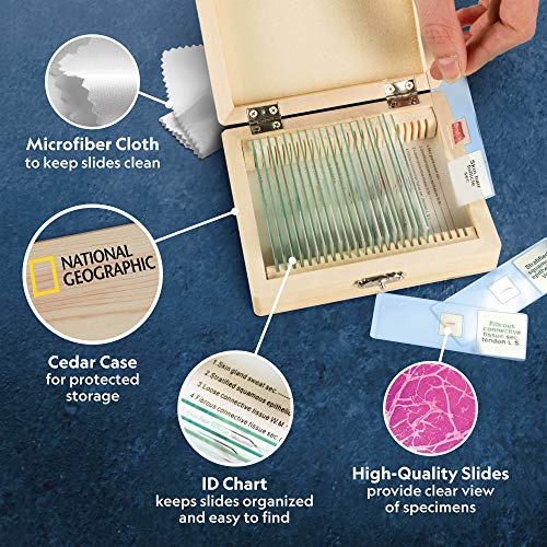 NATIONAL GEOGRAPHIC Mega Biology Set -8 years and up, Professional Grade Specimens, 25 Prepared Microscope Slides, Detailed Learning Guide and Storage Box,