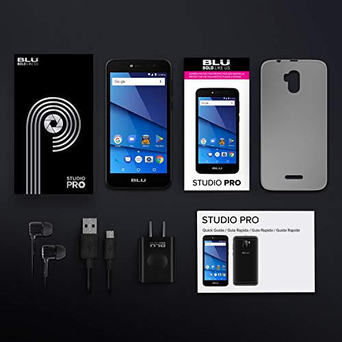 BLU S750P Black Studio Pro X8 HD - 5.0" HD Smartphone with Dual Main Cameras, 8GB +1GB RAM, Black