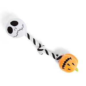 disney nightmare before christmas pumpkin king rope tug chew dog toy, two built-in squeakers, multi-sensory toy