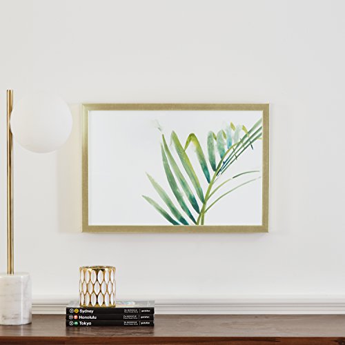 Amazon Brand – Rivet Modern Right Facing Palm Frond Leaf Print Framed Wall Art Decor - 15 x 21 Inch Frame, Wood-Tone