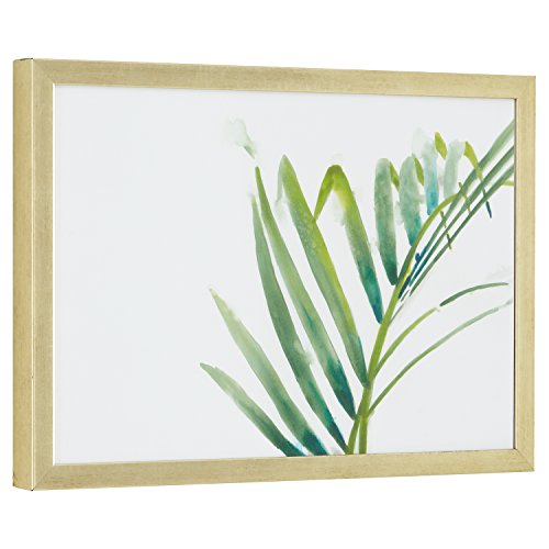 Amazon Brand – Rivet Modern Right Facing Palm Frond Leaf Print Framed Wall Art Decor - 15 x 21 Inch Frame, Wood-Tone