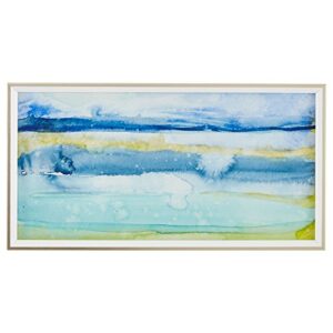 amazon brand – stone & beam abstract blue and green ocean coastal framed print wall art decor, 32"w x 17"h, beige frame