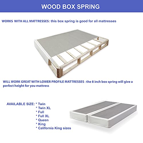 Continental Sleep 8-Inch Wood Split Traditional Box Spring/Foundation for Mattress Set, Full, Beige