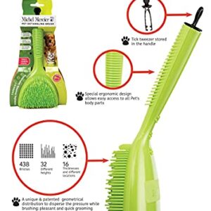 Michel Mercier Grooming Brush -Pet Brush Dog and Cat Brush for Shedding Grooming Pet Hair Brush for Long/Short Haired - Free Tick Remover Tool Included (Fine & Regular Coat)