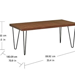 Amazon Brand – Rivet Industrial Mid-Century Modern Hairpin Dining Table, 70.9"L, Walnut and Black