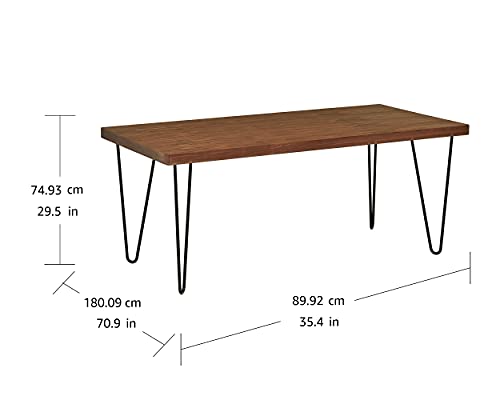 Amazon Brand – Rivet Industrial Mid-Century Modern Hairpin Dining Table, 70.9"L, Walnut and Black