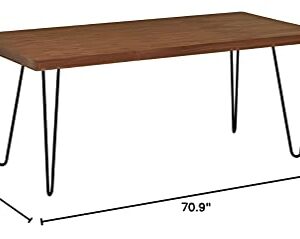 Amazon Brand – Rivet Industrial Mid-Century Modern Hairpin Dining Table, 70.9"L, Walnut and Black