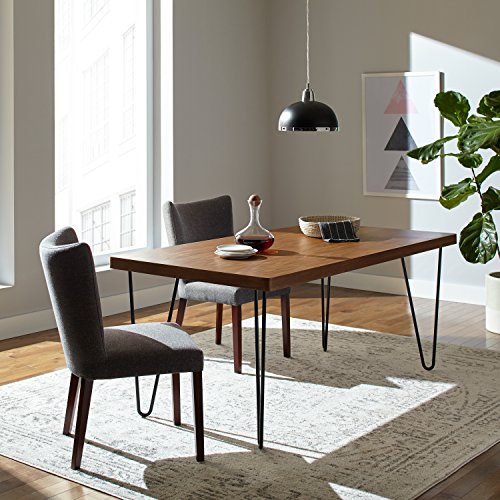 Amazon Brand – Rivet Industrial Mid-Century Modern Hairpin Dining Table, 70.9"L, Walnut and Black