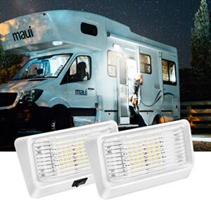 Kohree LED RV Exterior Porch Utility 320 Lumen Light with Switch 12V Replacment Light for RVs, Trailers, Campers, 5th Wheels., White Base, Included Clear and Amber Lenses Removable