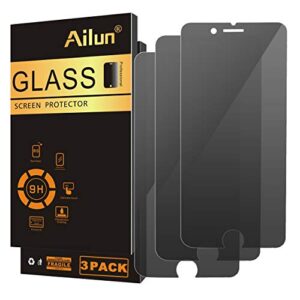 ailun privacy screen protector for iphone se 2020 2nd/2022 3rd generation, iphone 8 7 6 6s 3pack anti spy private tempered glass [black]