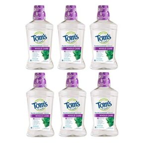 tom's of maine whole care natural fluoride mouthwash, fresh mint, 16 oz. 6-pack (packaging may vary)