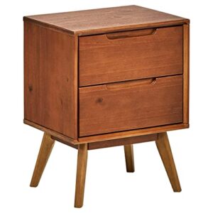 amazon brand - rivet mid-century stark 2-drawer nightstand, square, brown,18 in x 15 in x 24 in (d x w x h)