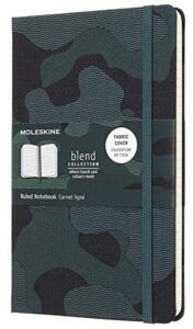 moleskine limited collection blend textile notebook, hard cover, large (5" x 8.25") ruled/lined, camo green, 240 pages