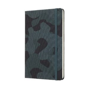 Moleskine Limited Collection Blend Textile Notebook, Hard Cover, Large (5" x 8.25") Ruled/Lined, Camo Green, 240 Pages