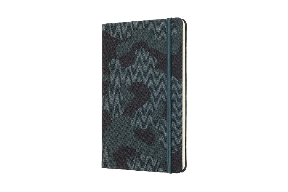 Moleskine Limited Collection Blend Textile Notebook, Hard Cover, Large (5" x 8.25") Ruled/Lined, Camo Green, 240 Pages