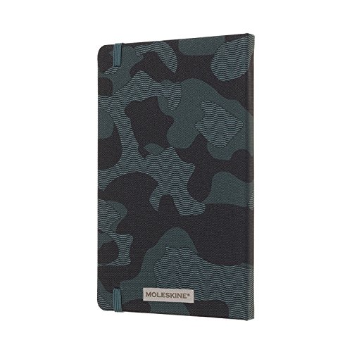 Moleskine Limited Collection Blend Textile Notebook, Hard Cover, Large (5" x 8.25") Ruled/Lined, Camo Green, 240 Pages