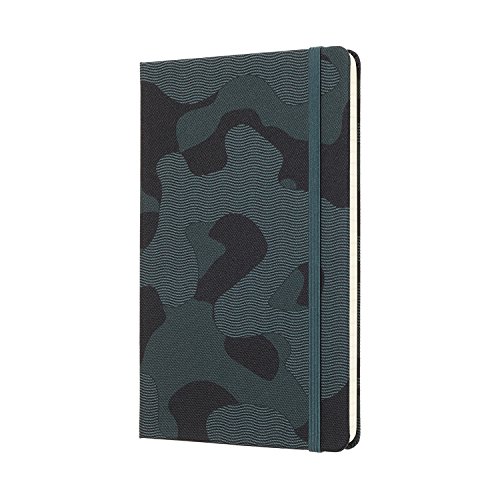 Moleskine Limited Collection Blend Textile Notebook, Hard Cover, Large (5" x 8.25") Ruled/Lined, Camo Green, 240 Pages