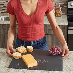 12" x 16" Slate Charcuterie Board (Black), By Home Basics/Non-Slip Cutting Board/Board For Meats, Cheeses, and Veggies/With Chalk Included