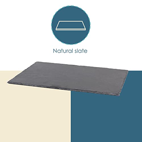 12" x 16" Slate Charcuterie Board (Black), By Home Basics/Non-Slip Cutting Board/Board For Meats, Cheeses, and Veggies/With Chalk Included