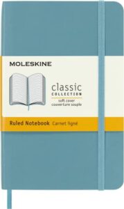 moleskine classic notebook, soft cover, pocket (3.5" x 5.5") ruled/lined, reef blue, 192 pages