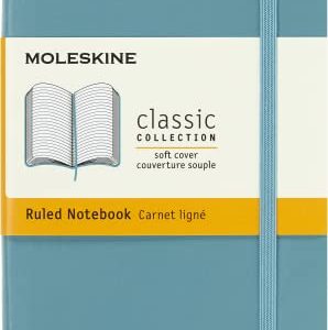 Moleskine Classic Notebook, Soft Cover, Pocket (3.5" x 5.5") Ruled/Lined, Reef Blue, 192 Pages