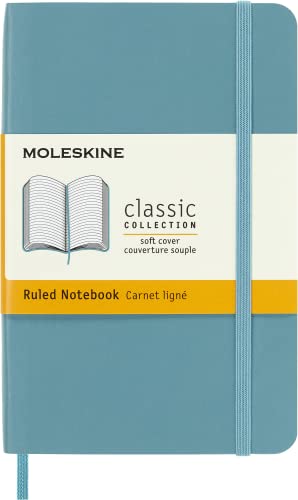 Moleskine Classic Notebook, Soft Cover, Pocket (3.5" x 5.5") Ruled/Lined, Reef Blue, 192 Pages