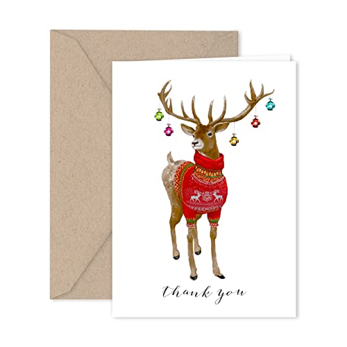 Paper Frenzy Winter Animals Thank You Note Cards and Kraft Envelopes 24 pack