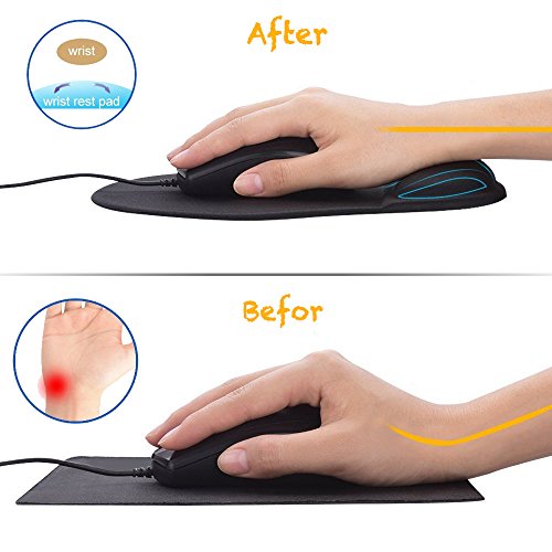 Office Mousepad with Gel Wrist Support - Ergonomic Gaming Desktop Mouse Pad Wrist Rest - Design Gamepad Mat Rubber Base for Laptop Computer (02Grey)