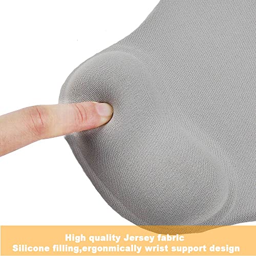 Office Mousepad with Gel Wrist Support - Ergonomic Gaming Desktop Mouse Pad Wrist Rest - Design Gamepad Mat Rubber Base for Laptop Computer (02Grey)