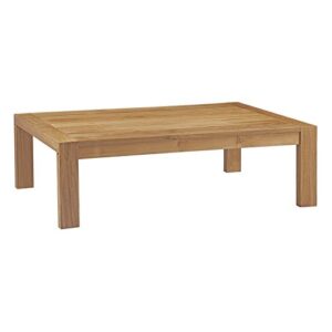 modway upland teak wood outdoor patio coffee table in natural
