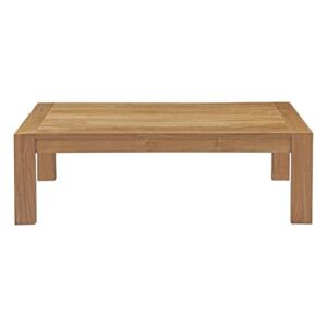 Modway Upland Teak Wood Outdoor Patio Coffee Table in Natural