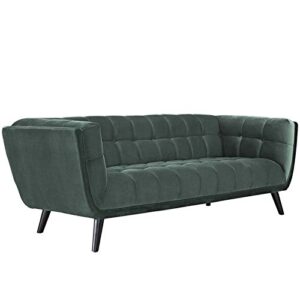 modway bestow mid-century performance velvet upholstered tufted sofa in green