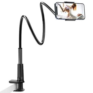 licheers flexible gooseneck phone holder, licheers lazy bed holder phone stand for 3.5-7 inch devices, overall length 35.4in (black)