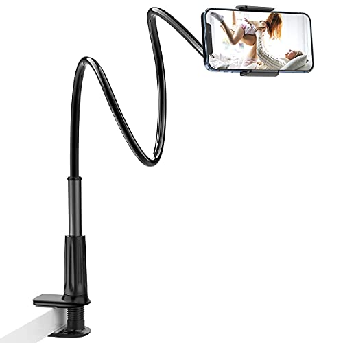 licheers Flexible Gooseneck Phone Holder, licheers Lazy Bed Holder Phone Stand for 3.5-7 Inch Devices, Overall Length 35.4In (Black)