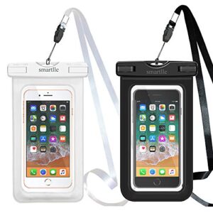 smartlle waterproof phone pouch holder, 2 pack ipx8 waterproof phone case underwater dry bag for iphone 13 12 11 pro max xr,xs,x,8,7,6 plus, se, galaxy s22 21/note, lg,7”, beach pool water activities