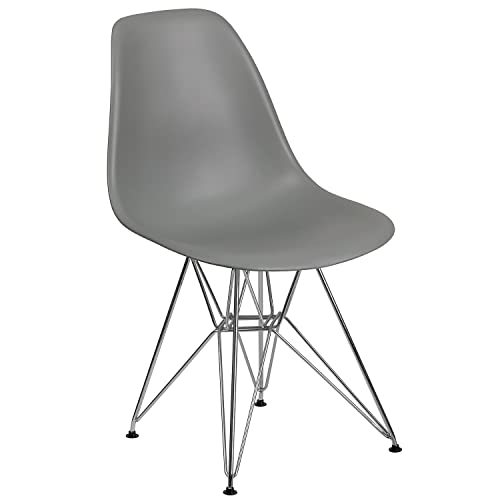 Flash Furniture Elon Series Moss Gray Plastic Chair with Chrome Base