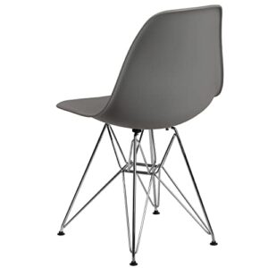 Flash Furniture Elon Series Moss Gray Plastic Chair with Chrome Base