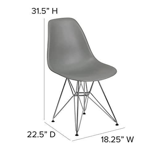 Flash Furniture Elon Series Moss Gray Plastic Chair with Chrome Base