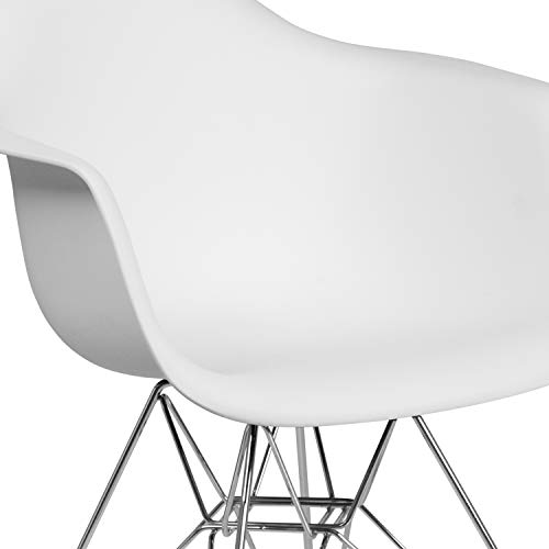Flash Furniture Alonza Series White Plastic Chair with Chrome Base