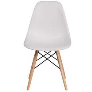 Flash Furniture Elon Series White Plastic Chair with Wooden Legs