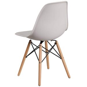 Flash Furniture Elon Series White Plastic Chair with Wooden Legs