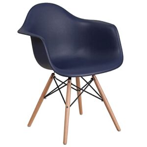 flash furniture alonza series navy plastic chair with wooden legs