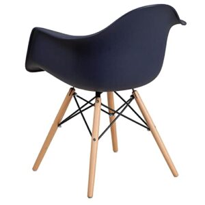 Flash Furniture Alonza Series Navy Plastic Chair with Wooden Legs