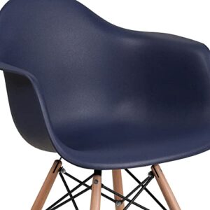 Flash Furniture Alonza Series Navy Plastic Chair with Wooden Legs