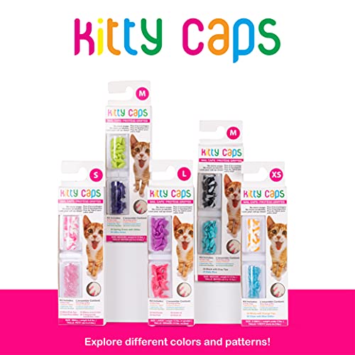 Kitty Caps Nail Caps for Cats | Safe, Stylish & Humane Alternative to Declawing | Stops Snags and Scratches, Medium (9-13 lbs), Black with Gray Tips & Baby Blue