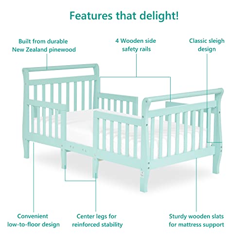 Dream On Me Emma 3-In-1 Convertible Toddler Bed In Mint, Converts To Two Chairs And-Table, Low To Floor Design, JPMA Certified, Non-Toxic Finishes, Safety Rails